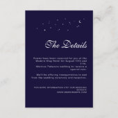 Elegante Celestial Midnight Blue Wedding Details Informatiekaartje (Voorkant)