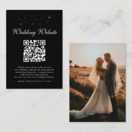 Elegante Celestial QR Code Black Wedding Details Informatiekaartje