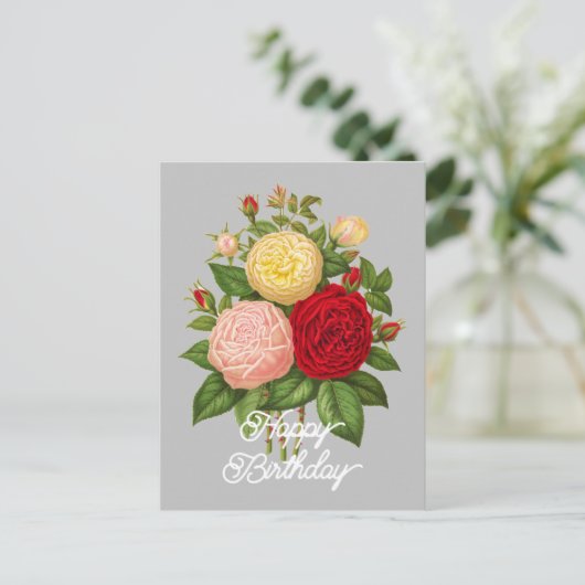 Elegante  Céline Forestier Roos Verjaardag Briefkaart (Staand voorkant)