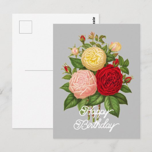 Elegante  Céline Forestier Roos Verjaardag Briefkaart (Voorkant / Achterkant)