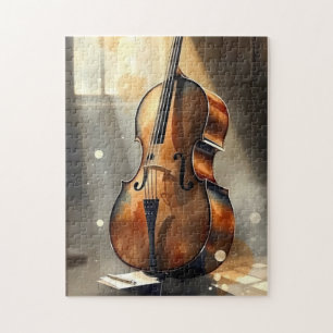 Elegante cello in een slecht verlichte studio legpuzzel