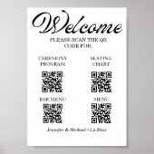 Elegante Ceremony&Seitting Chart&Bar&Menu QR-code Poster (Voorkant)
