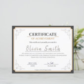 Elegante certificaat van prestatie met gouden rand (Staand voorkant)