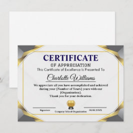 Elegante Certificaat van Waardering Sjabloon