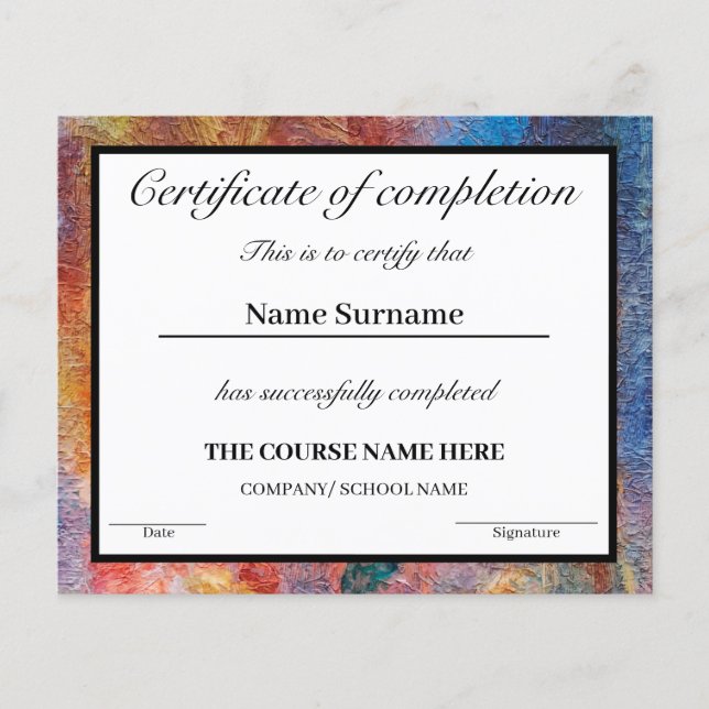 Elegante Certificaten van Voltooiing (Voorkant)