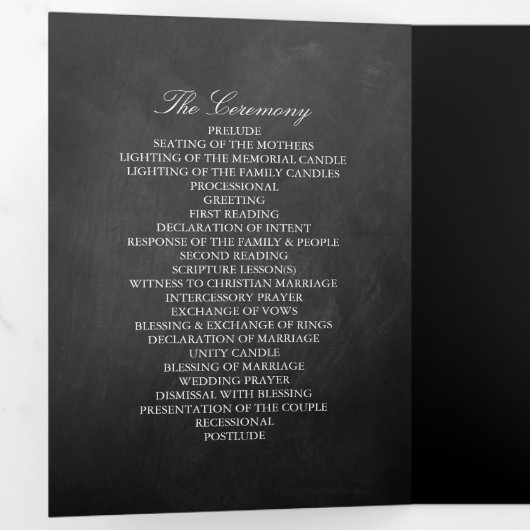 Elegante Chalkboard bruiloft Drieluik Programma (Binnenzijde eerst)