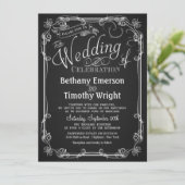 Elegante Chalkboard bruiloft uitnodiging (Staand voorkant)