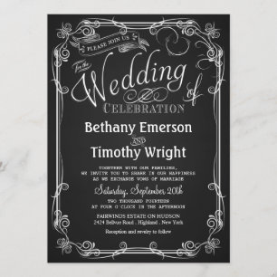 Elegante Chalkboard bruiloft uitnodiging