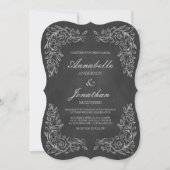 Elegante Chalkboard Filigree bruiloft uitnodiging (Voorkant)