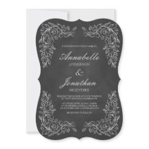 Elegante Chalkboard Filigree bruiloft uitnodiging