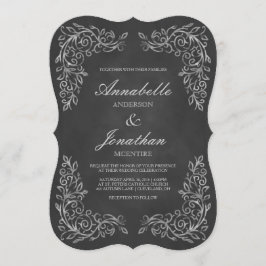 Elegante Chalkboard Filigree bruiloft uitnodiging