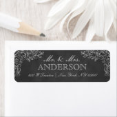 Elegante Chalkboard Filigree Retouradres Labels (Insitu)