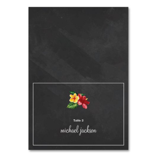 Elegante Chalkboard Floral Wedding Place Card Kaart (Voorkant)