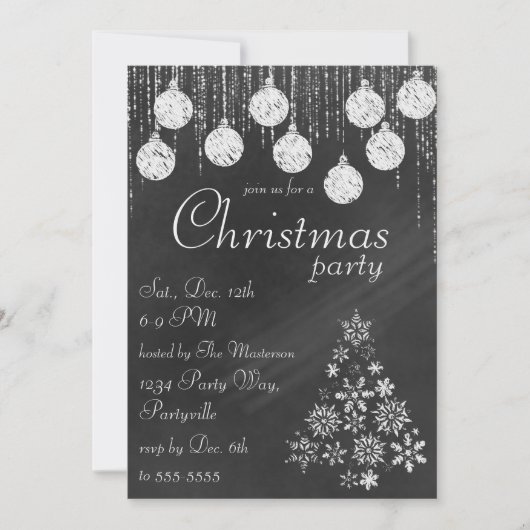 Elegante Chalkboard Kerst Uitnodigingen (Voorkant)