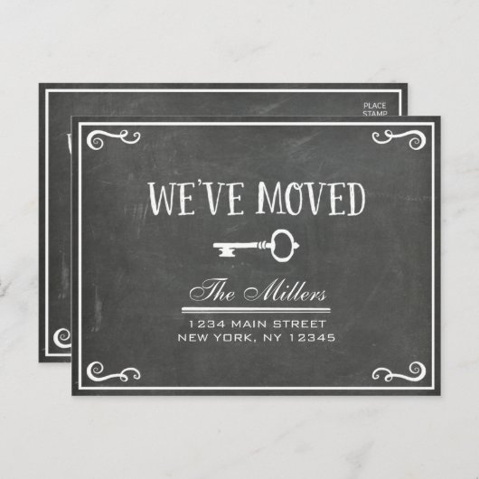 Elegante Chalkboard Key Bewegende Aankondiging (Voorkant / Achterkant)