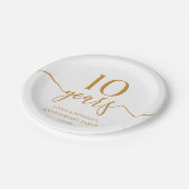 Elegante Champagne 10e bruiloft Jubileum Papieren Bordje (Gekanteld)