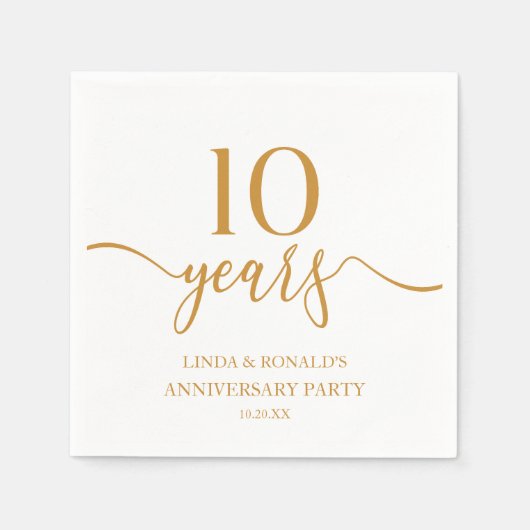 Elegante Champagne 10e bruiloft Jubileum Servet (Voorkant)