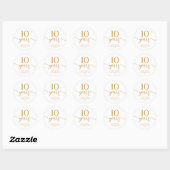 Elegante Champagne 10e huwelijksjubileum Ronde Sticker (Vel)