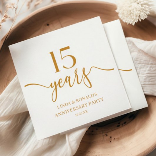 Elegante Champagne 15de trouwjubileum Servet