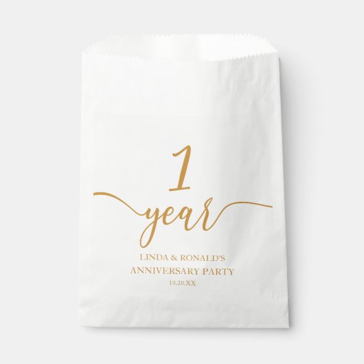 Elegante Champagne 1e bruiloft Jubileum Bedankzakje (Voorkant)