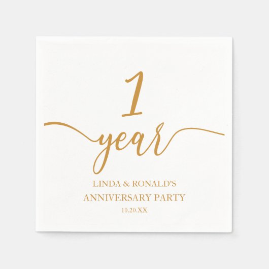 Elegante Champagne 1e bruiloft Jubileum Servet (Voorkant)