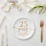 Elegante Champagne 25ste bruiloft Jubileum Papieren Bordje<br><div class="desc">Dit zijn elegante minimalistische champagne 25e bruiloft Jubileum papier Borden!</div>