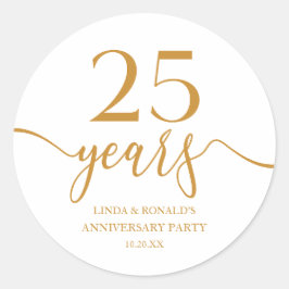 Elegante Champagne 25ste bruiloft Jubileum Ronde Sticker