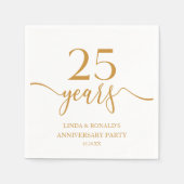 Elegante Champagne 25ste bruiloft Jubileum Servet (Voorkant)