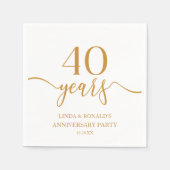 Elegante Champagne 40ste bruiloft Jubileum Servet (Voorkant)