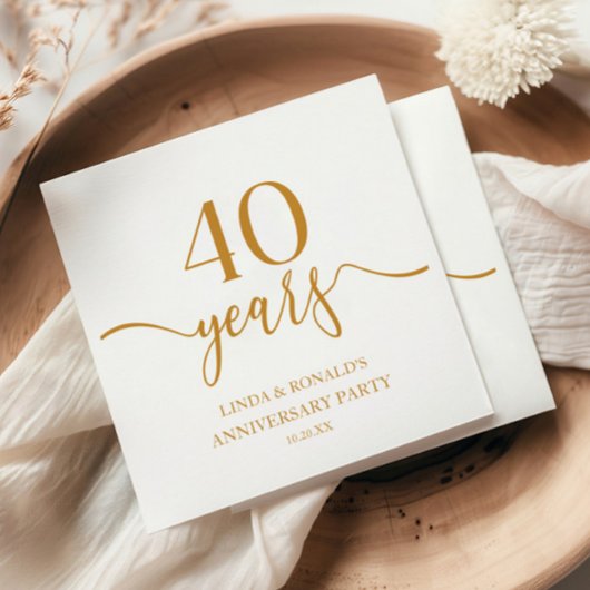 Elegante Champagne 40ste bruiloft Jubileum Servet