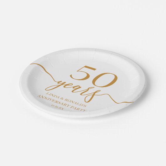 Elegante Champagne 50ste bruiloft Jubileum Papieren Bordje (Gekanteld)