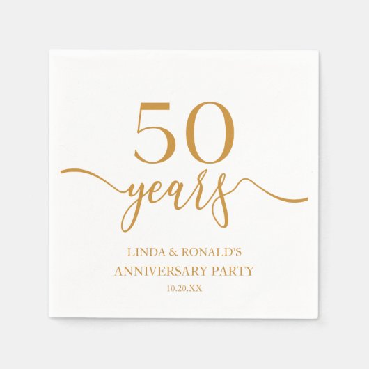 Elegante Champagne 50ste bruiloft Jubileum Servet (Voorkant)