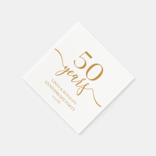 Elegante Champagne 50ste bruiloft Jubileum Servet (Hoek)