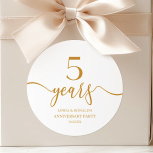 Elegante Champagne 5e bruiloft Jubileum Ronde Sticker