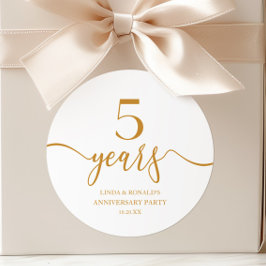 Elegante Champagne 5e trouwverjaardag Ronde Sticker