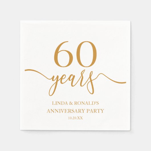 Elegante Champagne 60ste bruiloft Jubileum Servet (Voorkant)