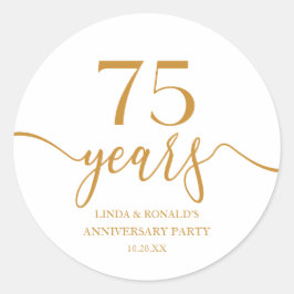 Elegante Champagne 75ste bruiloft Jubileum Ronde Sticker