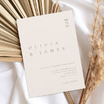 Elegante Champagne Beige minimalistische bruiloft Kaart<br><div class="desc">Champagne beige bruiloft uitnodiging met minimalistische chique typografie.</div>