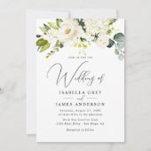 Elegante Champagne Bloemen Huwelijk Kaart (Voorkant)