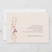 Elegante Champagne Boho Wildflower bruiloft Bedankkaart (Achterkant)