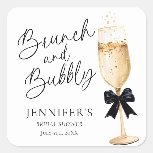 Elegante champagne bruiloft sticker (Voorkant)