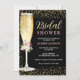 Elegante champagne brunch bloemige bruiloftsborrel kaart
