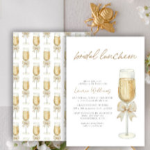 Elegante Champagne Chic Bow Script Bruids Luncheon