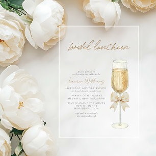 Elegante Champagne Chic Lint Bruiloft Luncheon Acryl Uitnodigingen
