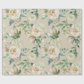 Elegante Champagne Crème Bloemige Botanische Bruil Cadeaupapier (Vlak)