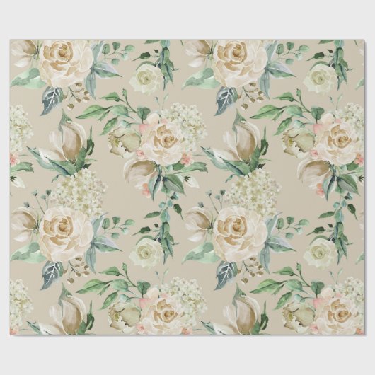 Elegante Champagne Crème Bloemige Botanische Bruil Cadeaupapier (Vlak)