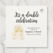 Elegante Champagne Dubbele Viering Gezamenlijke Pa Bedankjes Labels (Achterkant)