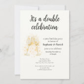 Elegante Champagne Dubbele Viering Gezamenlijke Pa Kaart (Voorkant)