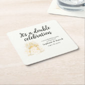 Elegante Champagne Dubbele Viering Gezamenlijke Pa Kartonnen Onderzetters (Schuin)