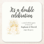 Elegante Champagne Dubbele Viering Gezamenlijke Pa Kartonnen Onderzetters (Voorkant)